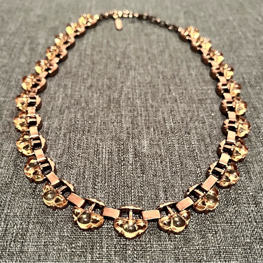 Stella and Dot Rose Gold Fleur Necklace Champagne Stones extendable 17-20"